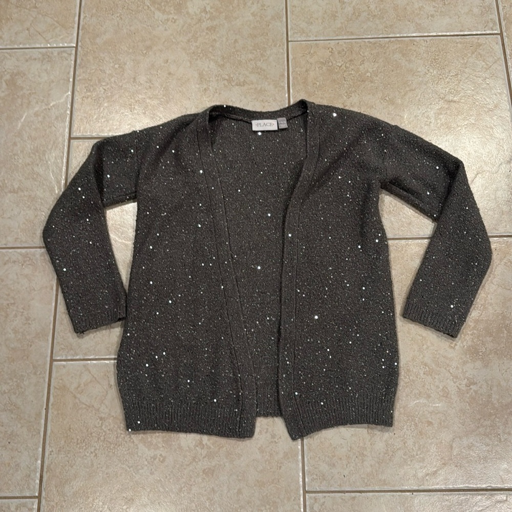 Childrens Place | Gray Sequin Cardigan Sweater | size 10/12 L